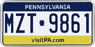 PA license plate MZT9861