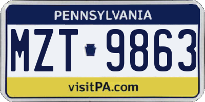 PA license plate MZT9863