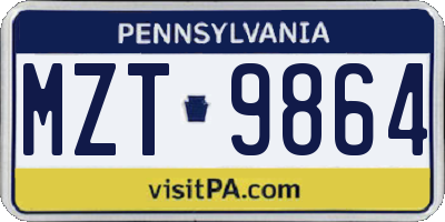 PA license plate MZT9864