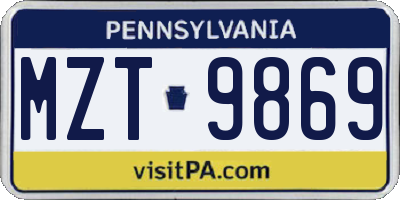 PA license plate MZT9869
