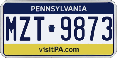 PA license plate MZT9873