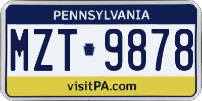 PA license plate MZT9878