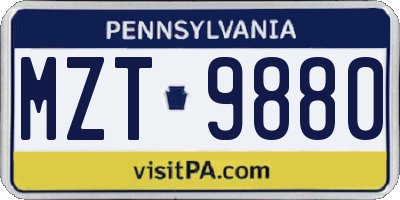 PA license plate MZT9880