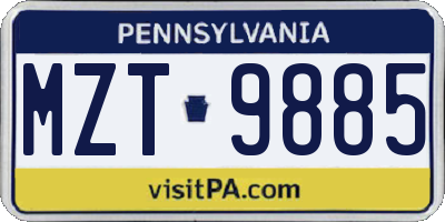 PA license plate MZT9885
