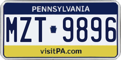 PA license plate MZT9896