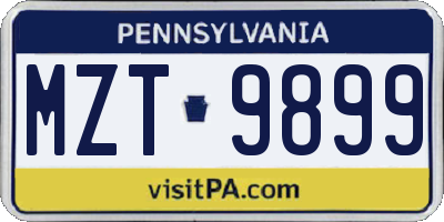 PA license plate MZT9899