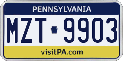 PA license plate MZT9903