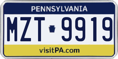 PA license plate MZT9919