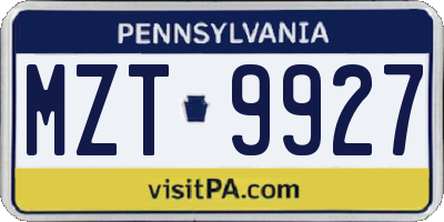PA license plate MZT9927