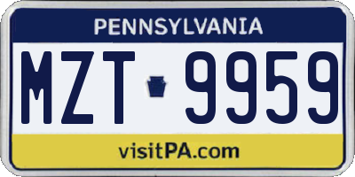 PA license plate MZT9959