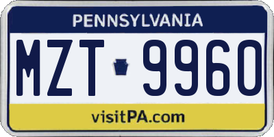 PA license plate MZT9960