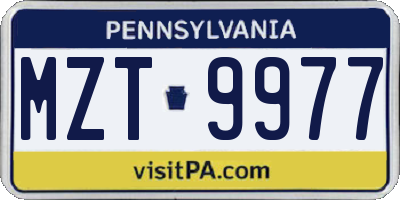 PA license plate MZT9977