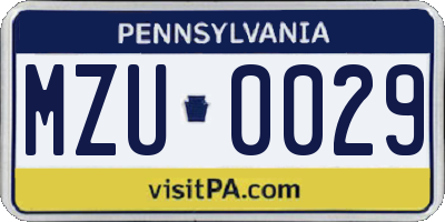 PA license plate MZU0029