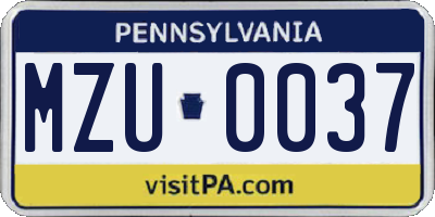 PA license plate MZU0037