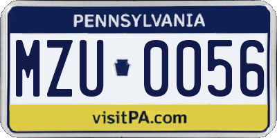 PA license plate MZU0056