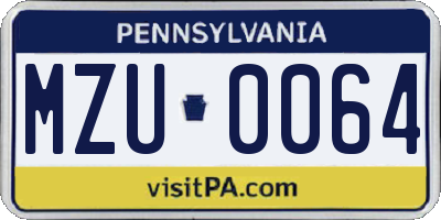 PA license plate MZU0064