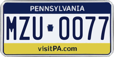 PA license plate MZU0077