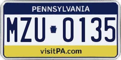 PA license plate MZU0135