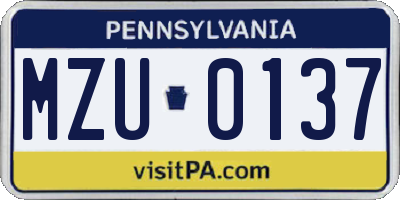 PA license plate MZU0137