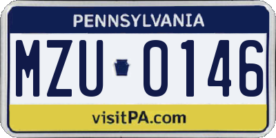 PA license plate MZU0146