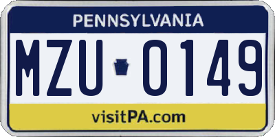 PA license plate MZU0149