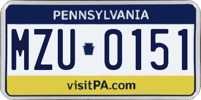 PA license plate MZU0151