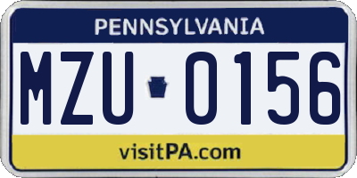PA license plate MZU0156