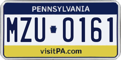 PA license plate MZU0161