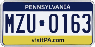 PA license plate MZU0163
