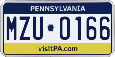 PA license plate MZU0166