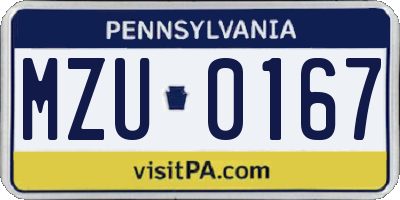 PA license plate MZU0167