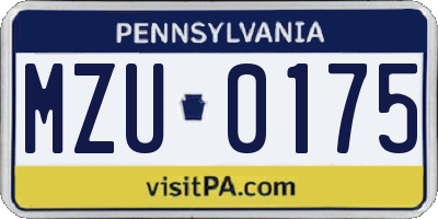 PA license plate MZU0175