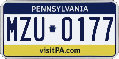 PA license plate MZU0177