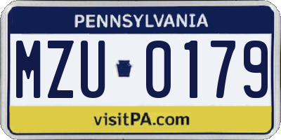 PA license plate MZU0179