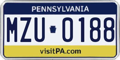 PA license plate MZU0188