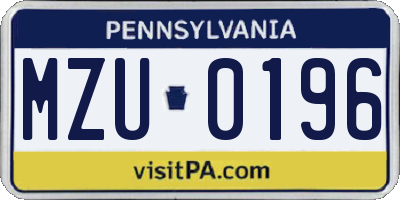 PA license plate MZU0196