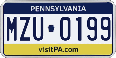 PA license plate MZU0199