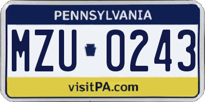 PA license plate MZU0243