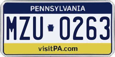 PA license plate MZU0263