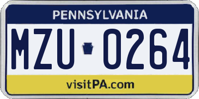 PA license plate MZU0264