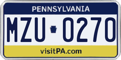 PA license plate MZU0270