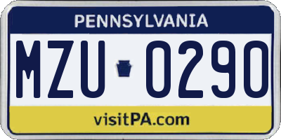 PA license plate MZU0290