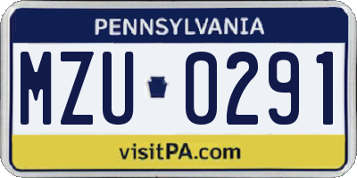 PA license plate MZU0291