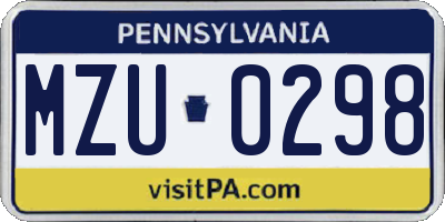 PA license plate MZU0298