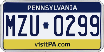 PA license plate MZU0299