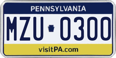 PA license plate MZU0300