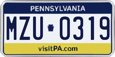 PA license plate MZU0319