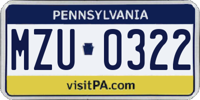 PA license plate MZU0322