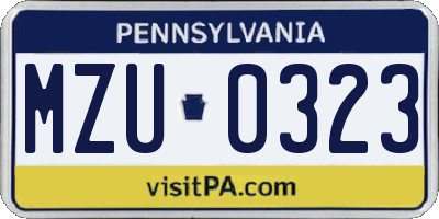 PA license plate MZU0323