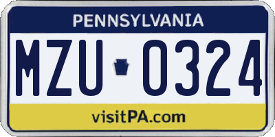 PA license plate MZU0324